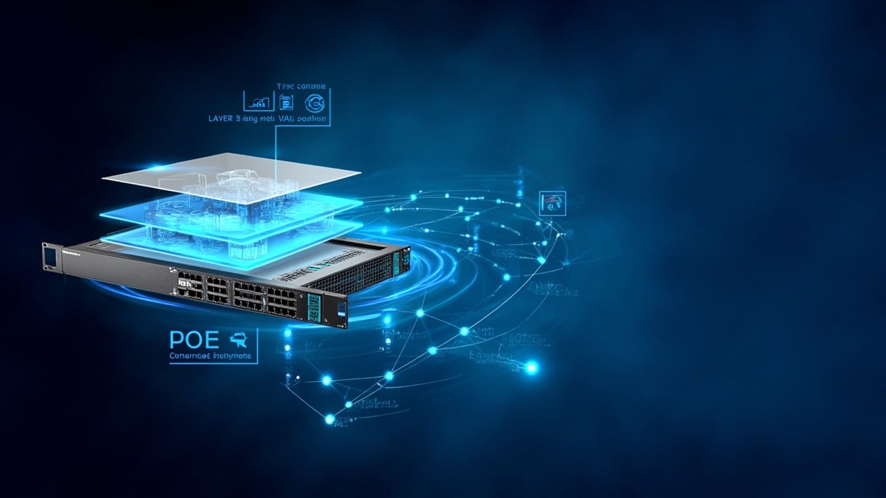 แผนภาพแสดงคุณสมบัติทางเทคนิคของสวิตช์เครือข่ายระดับองค์กร