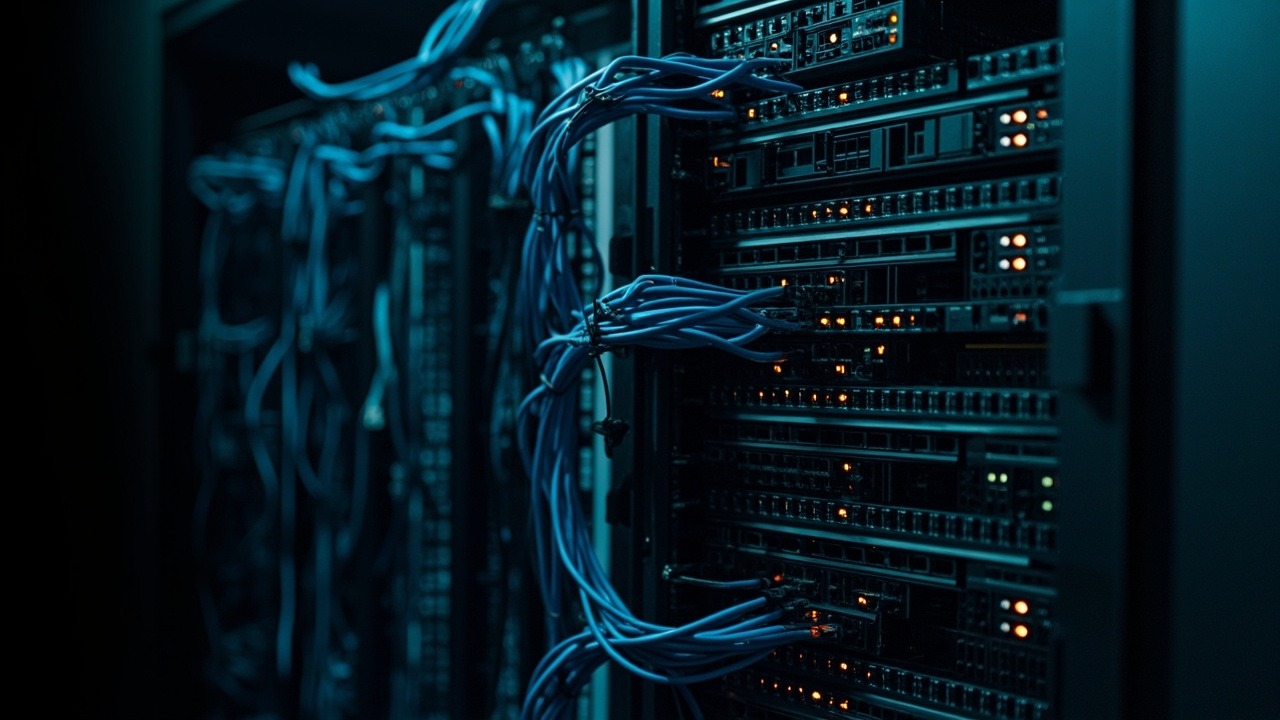 ห้องเซิร์ฟเวอร์พร้อมอุปกรณ์สวิตช์รองรับ VLAN