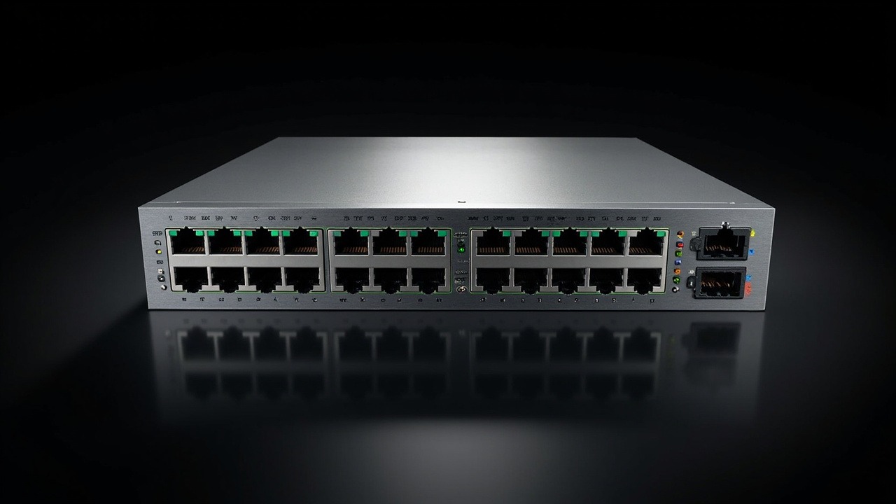 สวิตช์เครือข่ายเอนเตอร์ไพรส์พร้อมพอร์ต RJ45 และ SFP+ หลายพอร์ต