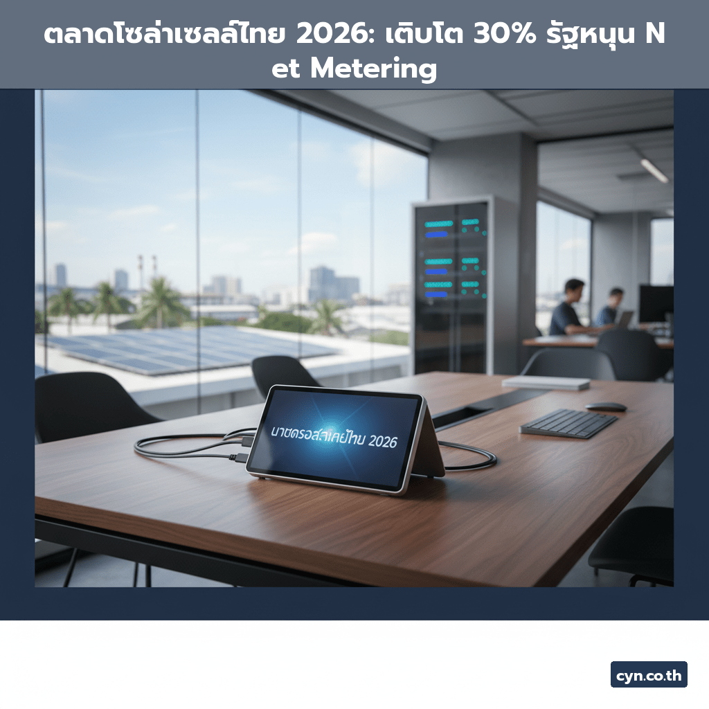 ตลาดโซล่าเซลล์ไทย 2026: เติบโต 30% รัฐหนุน Net Metering - cover
