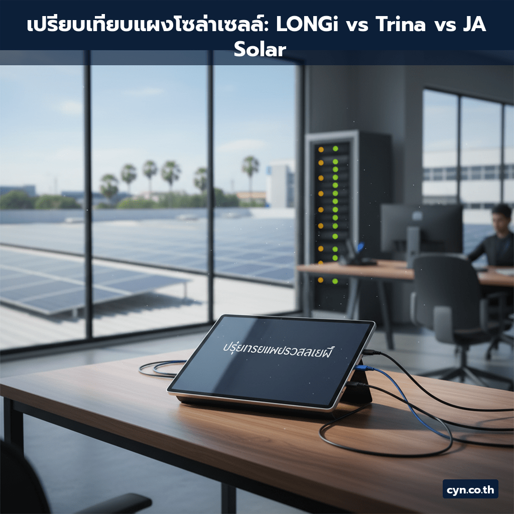 เปรียบเทียบแผงโซล่าเซลล์: LONGi vs Trina vs JA Solar - cover