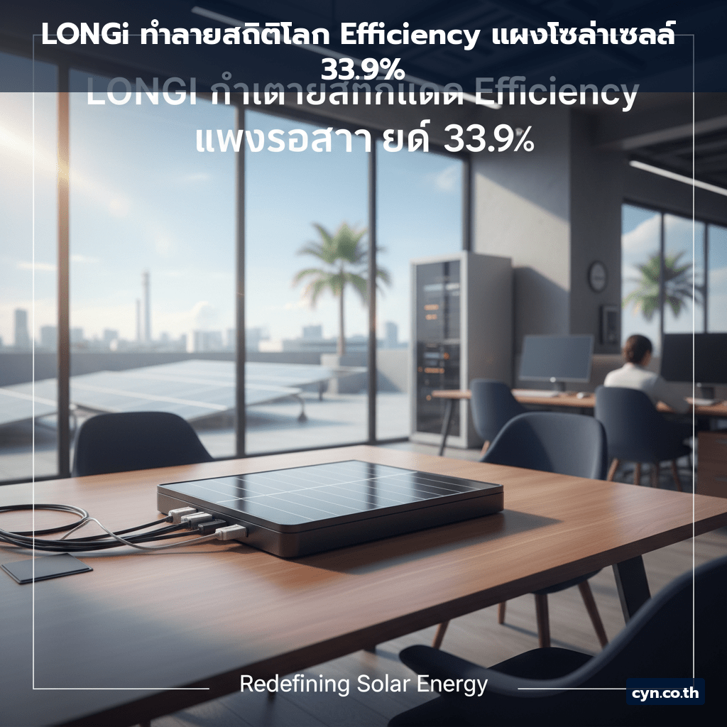LONGi ทำลายสถิติโลก Efficiency แผงโซล่าเซลล์ 33.9% - cover
