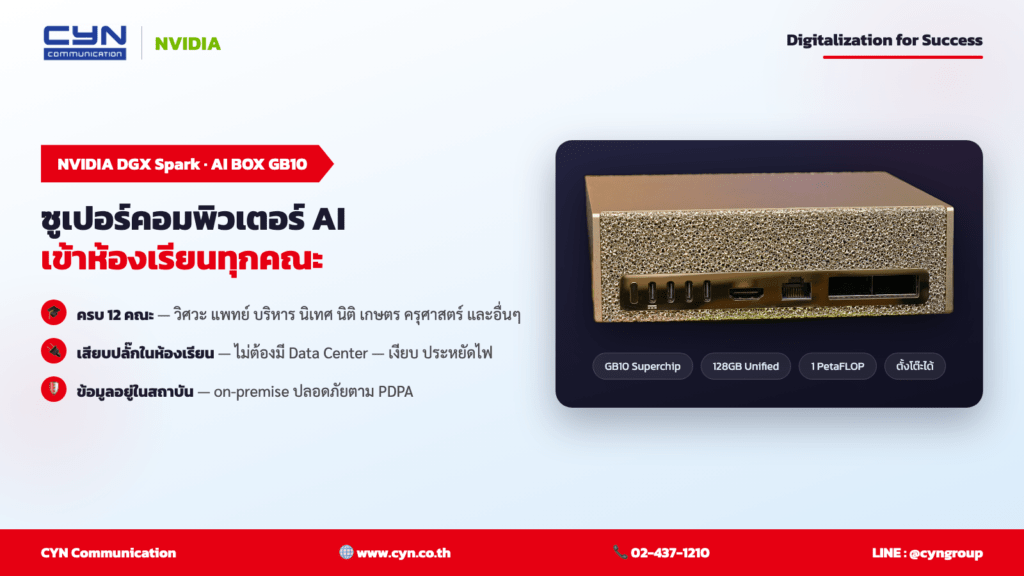 NVIDIA GB10 AI BOX (DGX Spark) — ภาพรวมทุกคณะ | CYN Communication